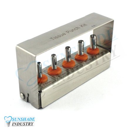 5 Pcs Dental Implant Tissue Punch Kit set Surgical Surgery With Box Holder